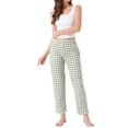 thumbnail image 2 of Pantalones de pijama de cuadros para mujer con cintura elástica y bolsillos, pantalones de lounge largos, cuadros verdes, 2 of 5