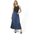 thumbnail image 5 of MeMoi Women's Flared 4-Panel Lyocell Denim Maxi Skirt - Womens - Female (L, Medium Wash), 5 of 6