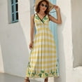 thumbnail image 5 of Lemons And Leaves on A Yellow And White Background Sleeveless Dress Dresses Women Summer Evening Dresses Ladies Bohemia Long Dresses, 5 of 9