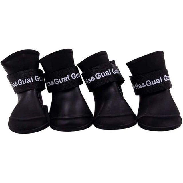 Zapatos para perros botas de silicona impermeables antideslizantes protectores de lluvia para perros animales pequeños (negro) brillar Electrónica