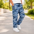 thumbnail image 2 of uvwlwu Boys Camo Cargo Casual Long Pants Drawstring Adjustable Waist Loose Fit Trousers with Multi Pockets for Kids Outdoor Daily Outfit,5-6 Years, 2 of 5