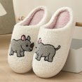 thumbnail image 2 of Domzle Embroidered Womens Mens Slippers Puffy Soft Comfortable Non Slip Slides Winter Indoor Flat Warm House Slippers Gray US-7.5, 2 of 4