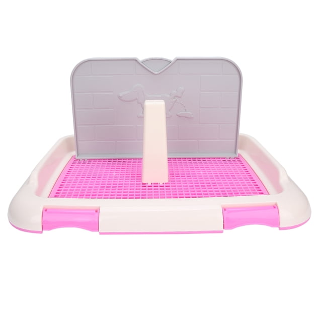 Tapis de Toilette pour Chien, Plateau de Pot pour Urine Programmée pour Chien, Toilette Intérieure pour Chiot, Plateau de Pot pour Chien, Toilette pour Chien en V avec 1 X Mur pour Toilette pour Chien Rose