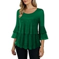 thumbnail image 6 of BLVB Womens Dressy Sparkly Peplum Tops 3/4 Sleeve Ruffles Elegant Evening Flowy Blouses Layered Crewneck Party Shirts, 6 of 7