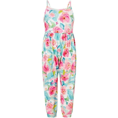 

DNDKILG Infant Baby Toddler Kids Floral Sleeveless Strap Romper for Girl Summer Jumpsuit Pink 1Y-6Y