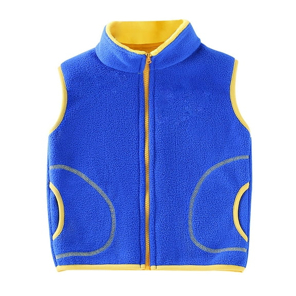 Otqutp Children's Sleeveless Vest Autumn and Winter with Thickened Warm Boys and Girls and Children's Wear Hooded Vest with Pocket(Blue,3-4 Years)