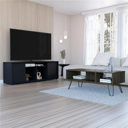 Katalla Living Room Set, Black & Espresso - 2 Piece