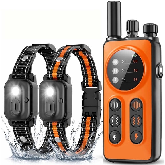 Dog Shock Collar 2 Dogs (10-120Lbs) - 3300ft Dog Training Collar with Remote, Real-time Dual-Channel Control with 3 Training Modes, IPX7 Waterproof E-Collar with Light
