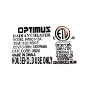 Optimus H-2210 1,320-Watt Portable Fan-Forced Radiant Heater with Thermostat