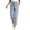 Blue, variant on Women's Striped Cropped Pants with Pockets, Elastic Waist Cuffed Straight Leg Trousers, Lightweight Breathable Cotton Linen Blend Casual Striped Pants for Spring Summer Vacation Black L