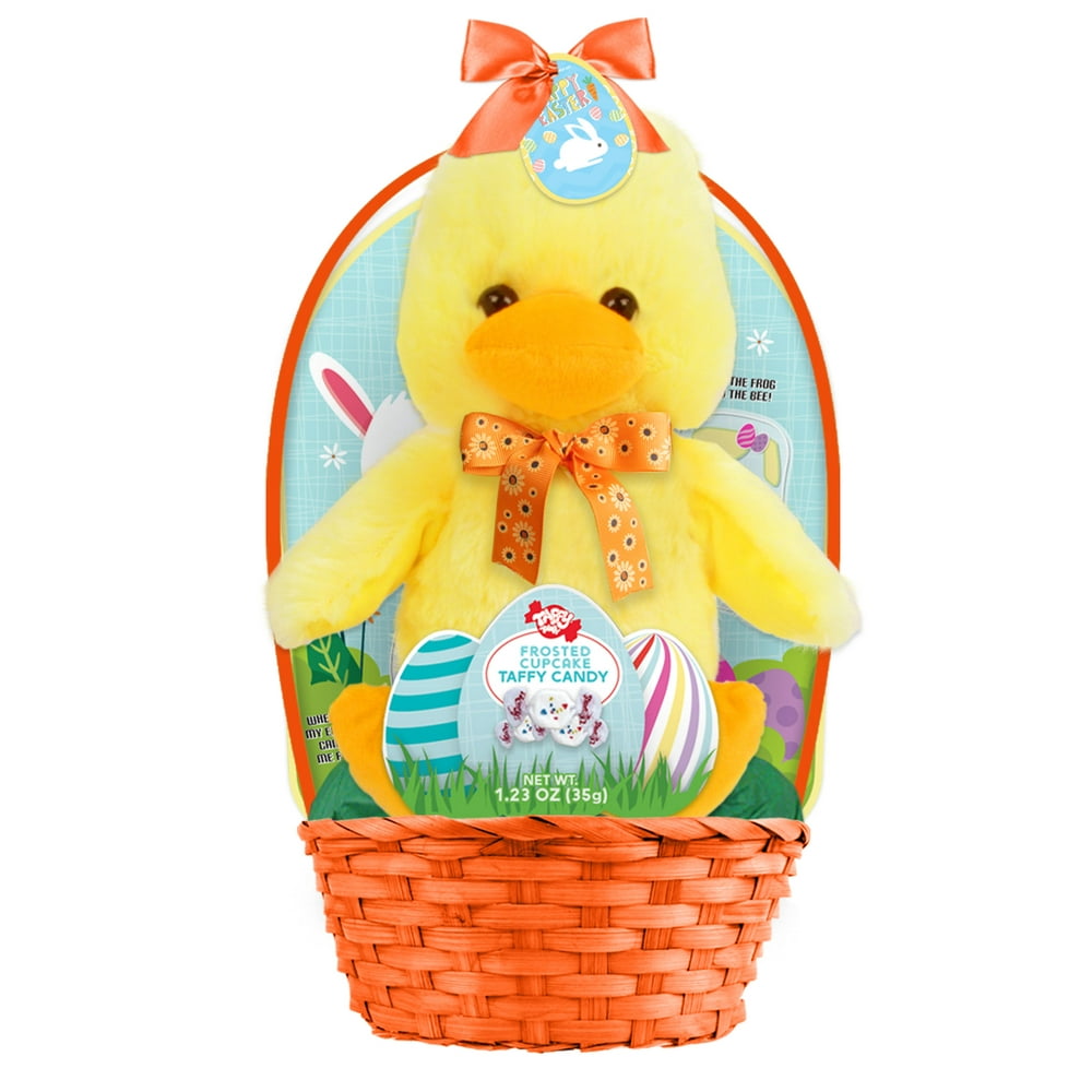 Megatoys Plush Animal with Taffy Candy Easter Gift Basket