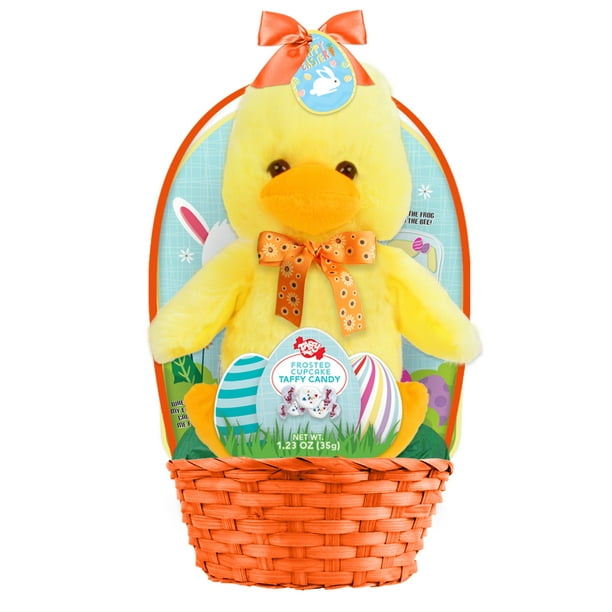 Megatoys Plush Animal with Taffy Candy Easter Gift Basket