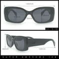thumbnail image 5 of Womens Mod Minimalist Narrow Rectangle Thick Plastic Fashion Sunglasses All Black, 5 of 8