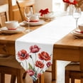 thumbnail image 2 of Table Runners 120 Inches Long, Red Flowers Cotton Linen Kitchen Dining Coffee Table Runner for Party Home Decor, Watercolor Botanical Floral Herbs Leaves Tabletop Dresser Scarves Runner 13x120 Inch, 2 of 9