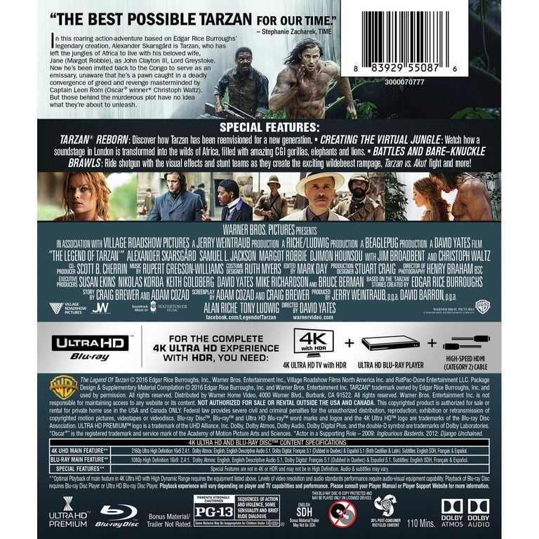 The Legend of Tarzan, 4K Ultra HD plus Blu-ray, PG-13, UHD
