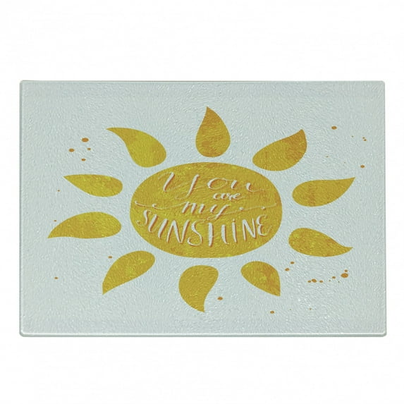 Saying Cutting Board, Sunshine Lettering Grungy Effects Featured Better Half Abstract, Decorative Tempered Glass Cutting and Serving Board, Small Size, Yellow, by Ambesonne