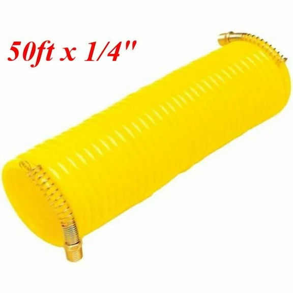 50Ft X 1/4" Recoil Air Hose Re Coil Spring Ends Pneumatic Compressor Tool 200Psi