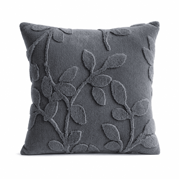 Florenta Decorative Throw Pillows for Couch 18x18" Plush Jacquard Pillow Accent Pillow for Couch Sofa Living Room Home Decor,1Pack,Dark Gray