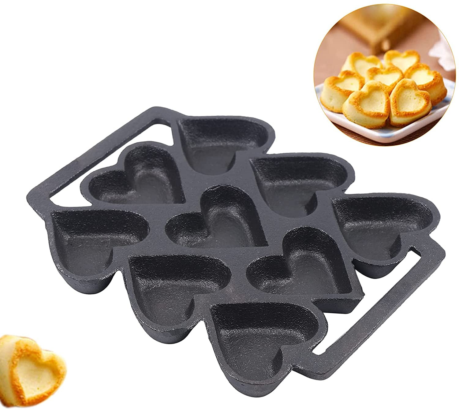 9Cup DIY Cake Mold Cast Iron Heart Shaped NonStick Baking Cake Pan Muffin Biscuits Takoyaki
