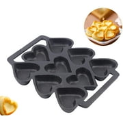 LOYALHEARTDY 9-Cup DIY Cake Mold Cast Iron Heart Shaped Non-Stick Baking Cake Pan Muffin Biscuits Takoyaki Mold