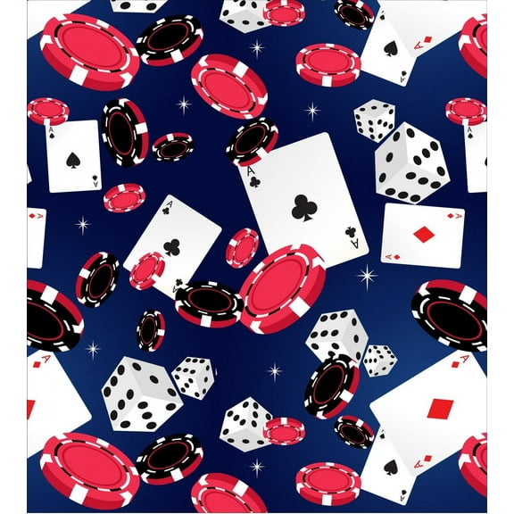 David Textiles Casino Fun Black and Red Casino on Blue 100% Cotton Fabric sold by the yard