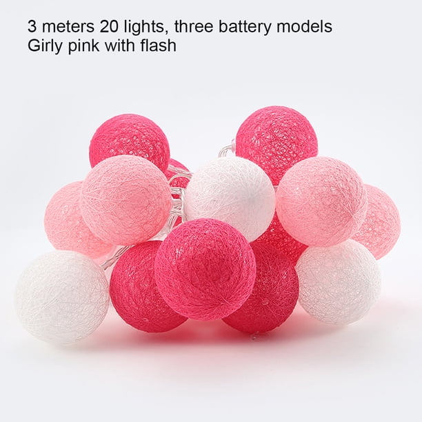 Bola de luz de algodón con decoración de hilo, lámpara colgante de luz para fiesta, boda, 3 pilas, intermitente, rosa Inevent HA006257-07