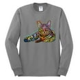 thumbnail image 3 of First We Still Your Heart Then Your Bed | Funny Neon Colorful Cat | Dean Russo Art Animal Lover Mens Long Sleeve Shirt, Heather Grey, X-Large, 3 of 6