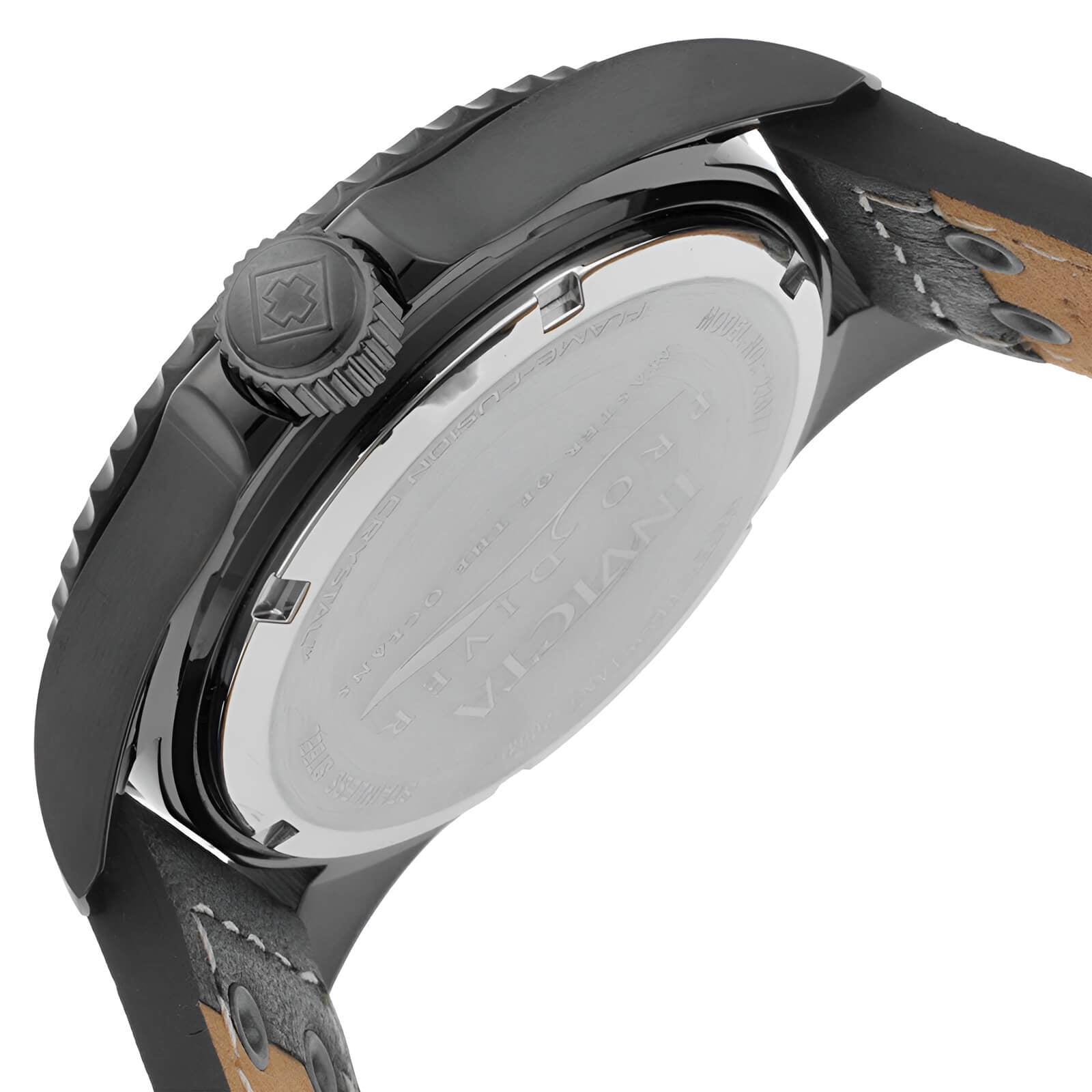 22077 Men's Pro Diver Grey Genuine Calf Leather Gunmetal Dial Gunmetal Ip Ss Watch