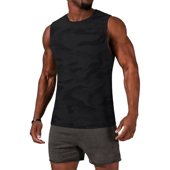 Sleeveless Shirts for Men Quick Dry Camo Tank Tops Casual Summer Relaxed Fit Muscle Tank Top Lounge Athletic Shirts Cool Tops, L