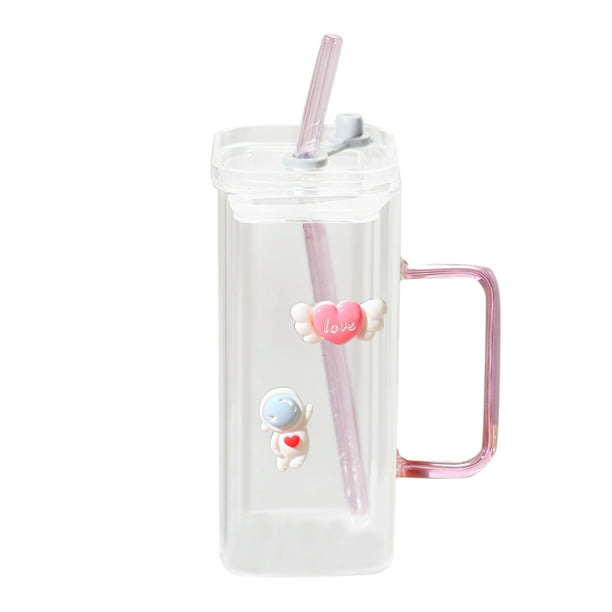 Vaso de cristal para bebidas calientes 400 ml Vaso para bebidas frías Vaso para zumos con tapa Vaso para leche Textura de cristal Adecuado para bebidas Taza de café