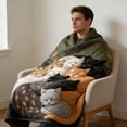 thumbnail image 5 of Manta de forro polar de franela con estampado de gatos multicolor durmiendo, para cama, sofá y sillón, tela ligera, cálida y acogedora para todas las estaciones., 5 of 5