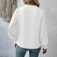thumbnail image 4 of V Neck T Shirts for Women, Elegant V Neck Balloon Sleeve Solid Color Polyester Shirt, White S, 4 of 7