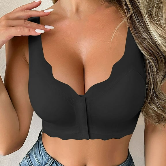 XUNKUSGA Bras for Women Fashion Wave Front Closure Womens Bras Comfy Full Coverage Push Up Bralettes for Women Seamless Wireless Women's Bras for Everyday Wear