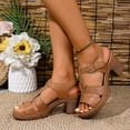thumbnail image 6 of Hopeusnice Women's High Heels Shoes Non-Slip Breathable Trendy Soft Open Toe Sandals PU Materials Summer Shoes Block High Heel Flexible Elegant Shoes Brown 43, 6 of 9