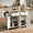 White-Drop Leaf, variant on RichYa Kitchen Islands with Storage,Microwave Cart on Wheels,Rubber Wood Table with Drawers and Spice & Towel Rack for Dining Room