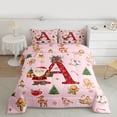 thumbnail image 3 of Manfei Teens Merry Christmas Full Size Comforter Sets, Snowflake Initial Letter A Bedding Comforter Set, Girly Pink Princess Cartoon Reversible Bedding Sets, Microfiber Bedroom Decor, 3 Pieces, 3 of 9