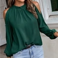 thumbnail image 7 of Women's T-Shirts Solid Color Loose Tops Casual Long Sleeve Fashion Blouse for Women, 7 of 7