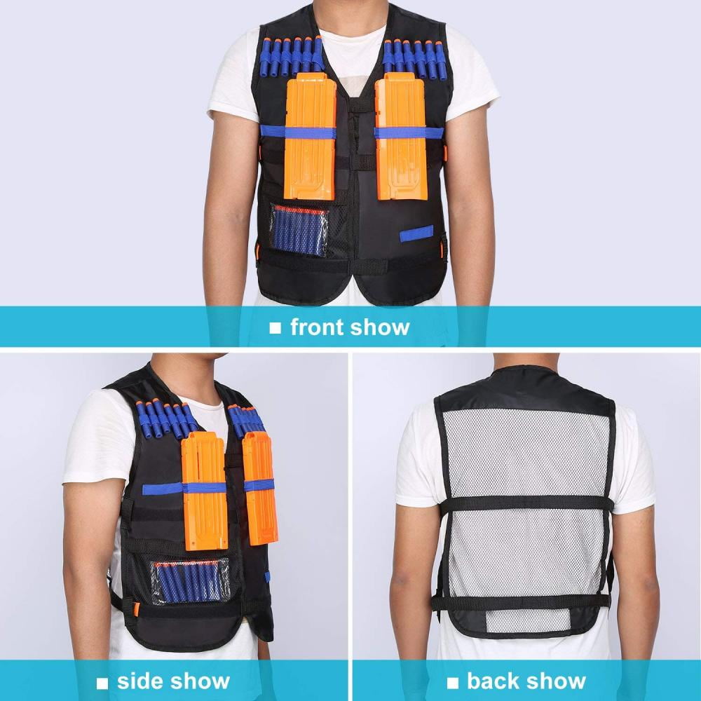 Tactical Vest,1-20x Tactical Vest Kids Gun Foam Dart Clip Holder Jacket For N-strike Game by