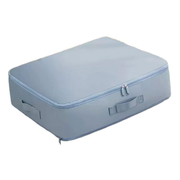 Cubo de embalaje de compresión para maletas, almacenamiento en armario, bolsa de almacenamiento de edredones móviles a prueba de polvo para edredones azul