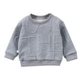 thumbnail image 2 of CUZIBR Big Boys Girls Crewneck Sweatshirt Relaxed Fit Loose Casual Pullovers Long Sleeve Solid Color Tops Basic Cozy Breathable Daily Wear,Grey,7-8 Years, 2 of 3