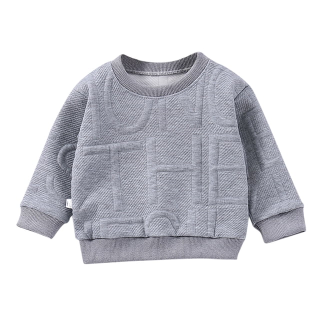 Liyamei Little Boys Girls Crewneck Sweatshirt Long Sleeve Letter Embroidery Tops Pullover For Kids Size Gray,13-14 Years