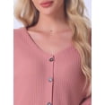 thumbnail image 4 of DARING DIVA Women's Waffle Knit Pajama Sets Lounge Set Long Sleeve Top Pink XS, 4 of 6
