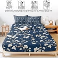 thumbnail image 5 of Full Size Fitted Sheet Set - Botanical Flower 3 Piece Bedding Sets 16" Deep Pocket Fitted Sheet with 2 Pillowcases Vintage Garden Floral Wildflower Blue Brushed Microfiber Hotel Luxury Bed Sheets, 5 of 9