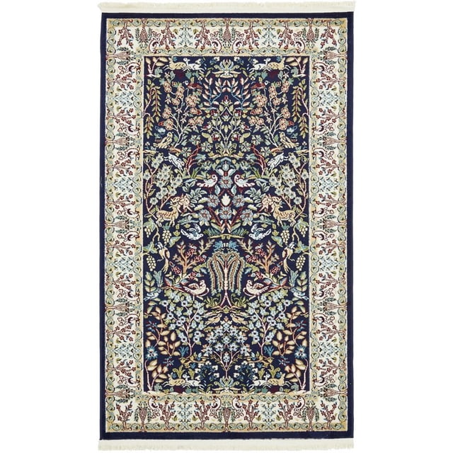 Unique Loom Narenj Tapis de Chasse Texturé 3' x 5' Rectangle Bleu Marine/tan