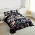 thumbnail image 4 of Manfei Dreamy Purple Dragonfly Full Size Comforter Sets, Mystic Galaxy Moon Bedding Comforter Set, Mandala Jungle Floral Reversible Bedding Sets, Microfiber Bedroom Decor, 3-Piece, 4 of 9