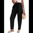thumbnail image 1 of Pantalones de con Cordón Ajustable para Mujer, Pantalones de Playa de Verano con Cintura Elástica. Negro L, 1 of 10