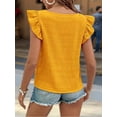 thumbnail image 4 of Women'S Square Neck Ruffle Short Sleeve Top Yellow L, 4 of 8