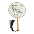 thumbnail image 4 of Paokuoon Chinese Hanfu Round Handheld Fan Double sided Embroidered Flower Pattern Vintage Handmade Fans, 4 of 7