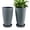 Dark Gray Sand, variant on FIASON 2 Pack 21 Inch Matte Grey Speckled Stone Tall Square Planters, 10mm Thick with Black Saucers & Rolling Caddies, Indoor Outdoor Planters for Front Porch Patio Garden