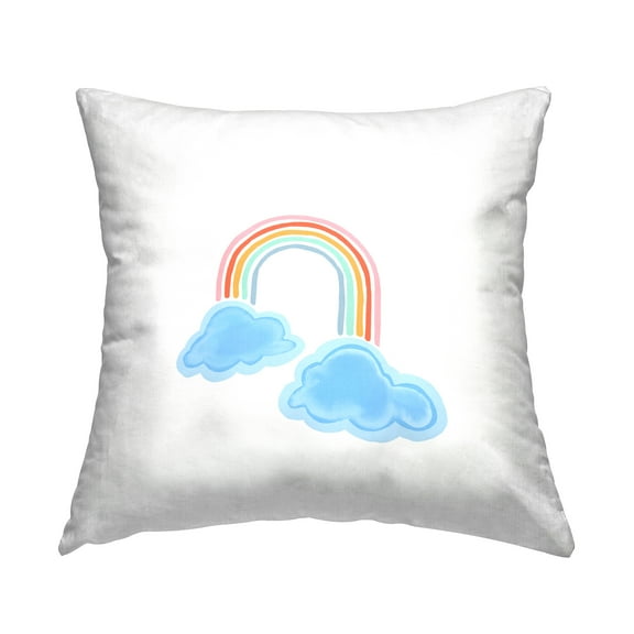 Stupell Industries Whimsical Rainbow on White Decorative Printed Throw Pillow, 18 x 18